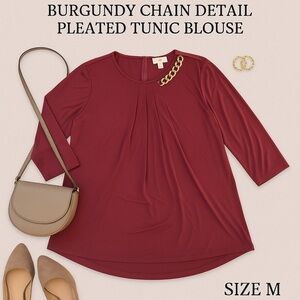 NWOT Michael Kors Burgundy Tunic Blouse Sz Medium